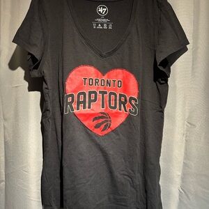 Toronto Raptors 47 Black Cotton T-Shirt with heart